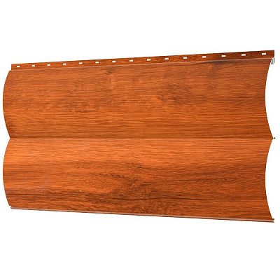 Сайдинг металлический Блок-Хаус под бревно дерево Кедр 3D Темный SteelArt фото Центр Металлокровли