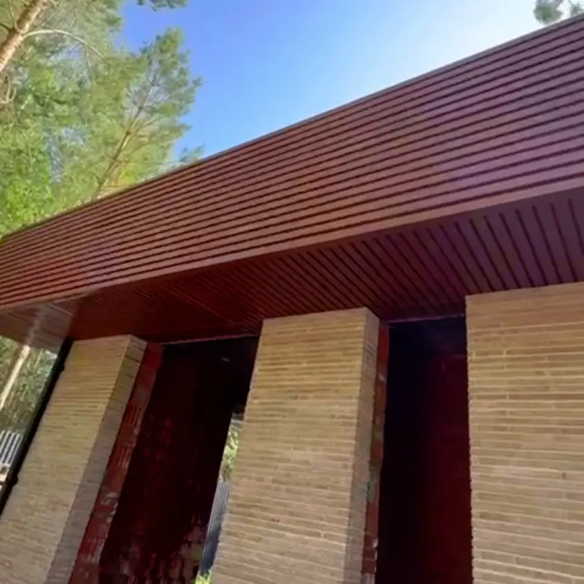 Фото 2 стальная рейка Кедр Темный Дуб 3D подшиве кровли частного дома