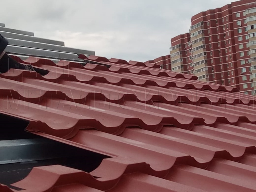 Металлочерепица Геркулес 8004 терракотовый Стальной Бархат от Центра Металлокровли в Калуге