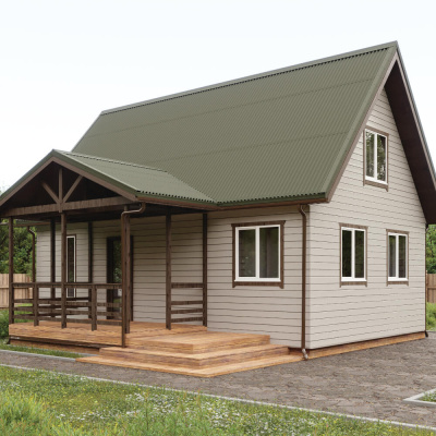 Лист Ондулин СМАРТ цвет зеленый на крыше дома фото1